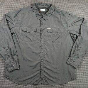 Columbia Sportswear Gray Nylon Fishing Shirt XXL Long Sleeve Outdoor Vented